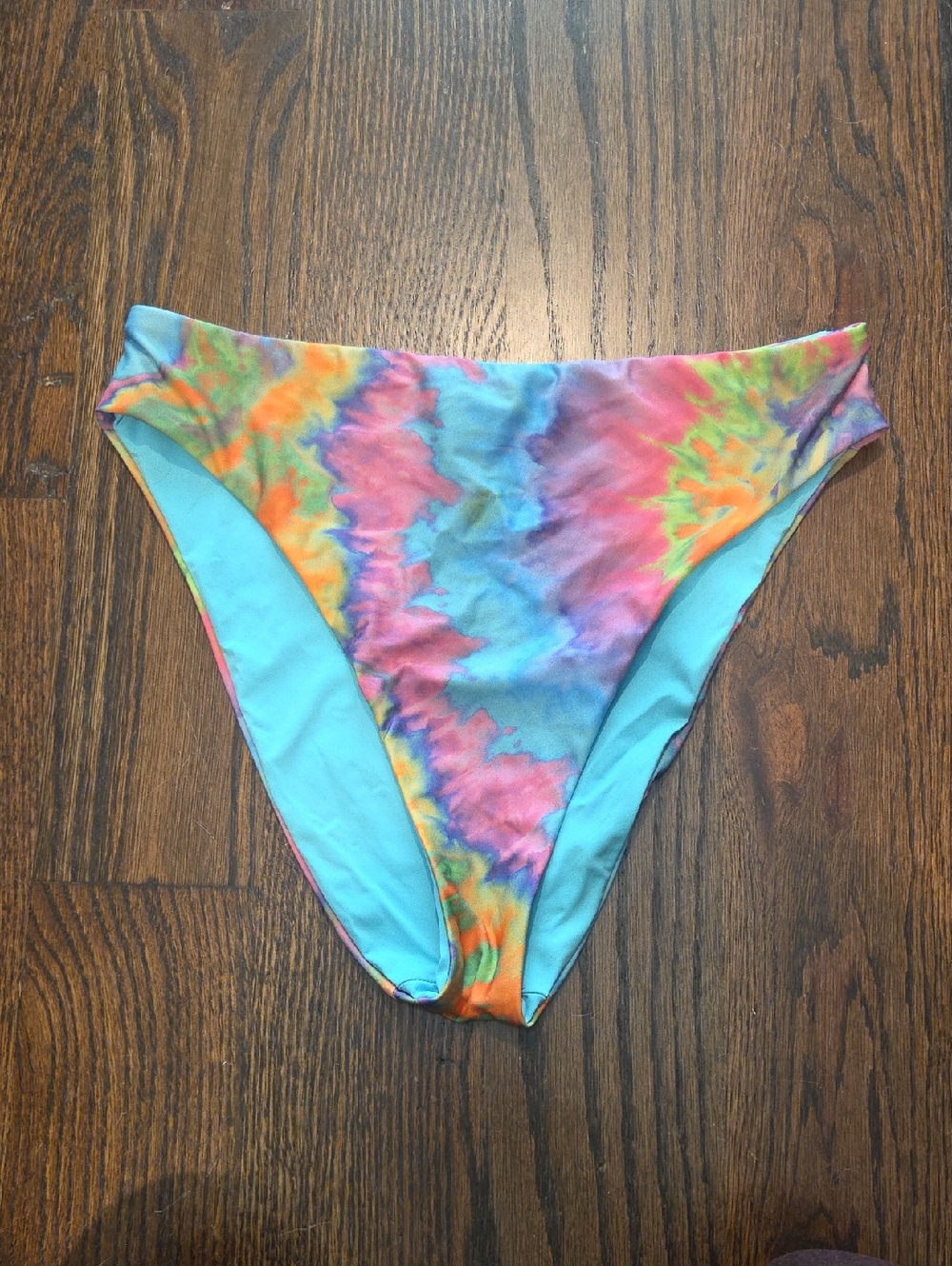BECCA Tie-Dye High-Cut Bikini Bottoms in Turquoise & Multicolor